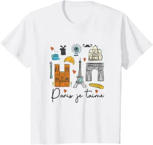 Kids Paris Je T'aime Paris Lover Traveling France Baby Toddler T-Shirt