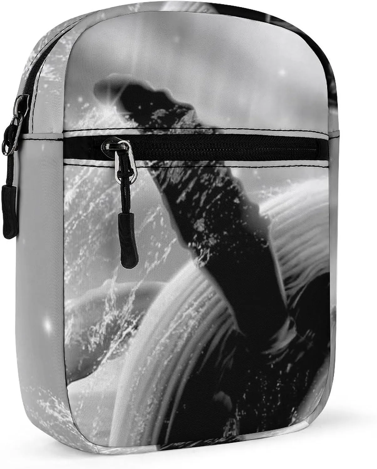 Killer Whale Jump Out Of Water Black White Galaxy Adjustable Fanny Waist Pack Pouch, Waterproof Crossbody Runners Bag Wallet for Gym Hiking Fitness Women Men 6.1 x 2.2 x 7.9 inch