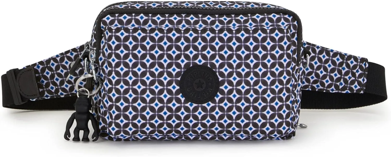 Kipling Womens Abanu Multi Bag, Lightweight, Adjustable Nylon Waist Pack With Multi-compartment Zip Pockets Crossbody Bag, Blackish Tile, 7.5 L X 5 H X 3.25 D US