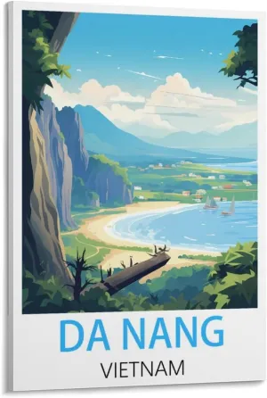 KmoNo Da Nang Vietnam Vintage Travel Poster 08x12inch(20x30cm) Wall Decor Painting Canvas Wall Art Living Room Poster Bedroom