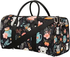 Koala Flower Travel Duffel Bag for Women Men Waterproof Foldable Overnight Weekender Bag Large Capacity Sports Gym Bag