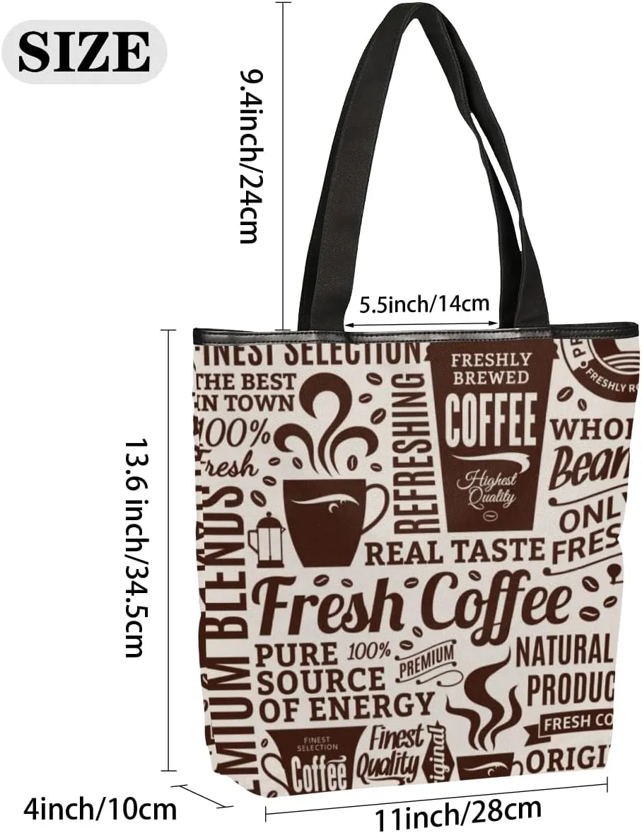 KOBLEN Canvas Tote Bag Reusable Grocery Bags Travel Storage Handbag with Zipper