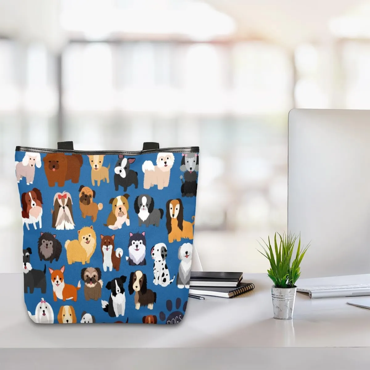 KOBLEN Canvas Tote Bag Reusable Grocery Bags Travel Storage Handbag with Zipper