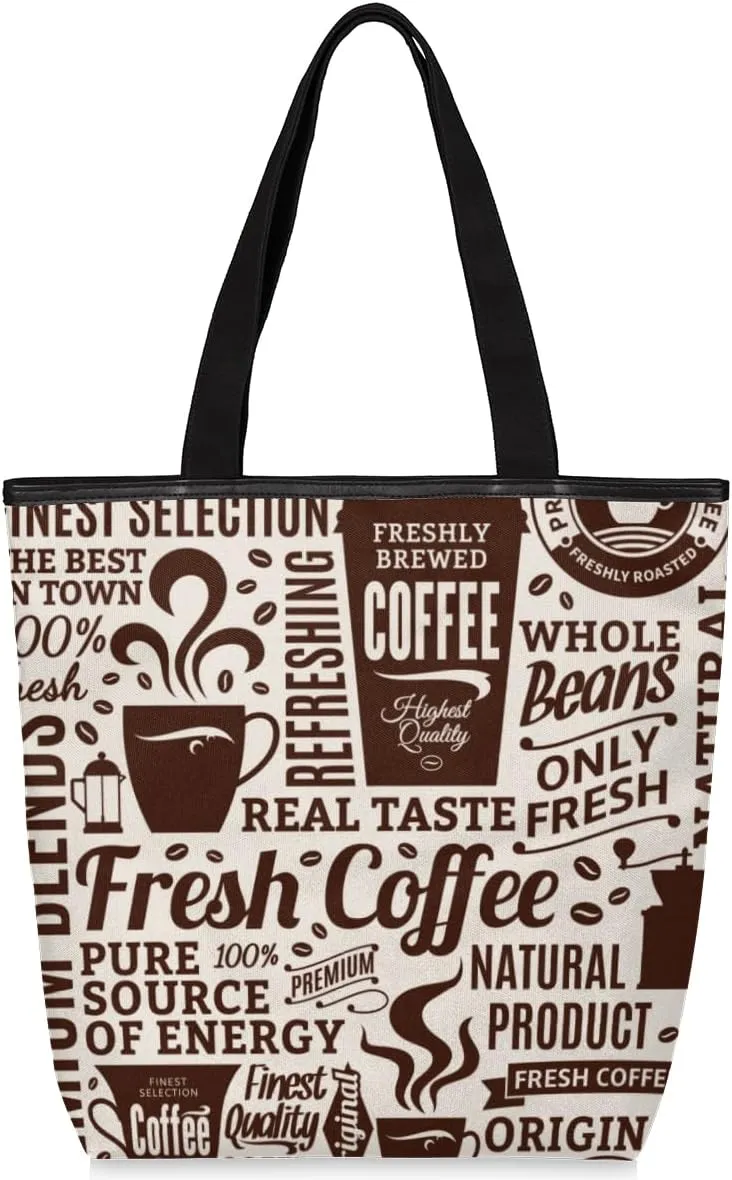 KOBLEN Canvas Tote Bag Reusable Grocery Bags Travel Storage Handbag with Zipper