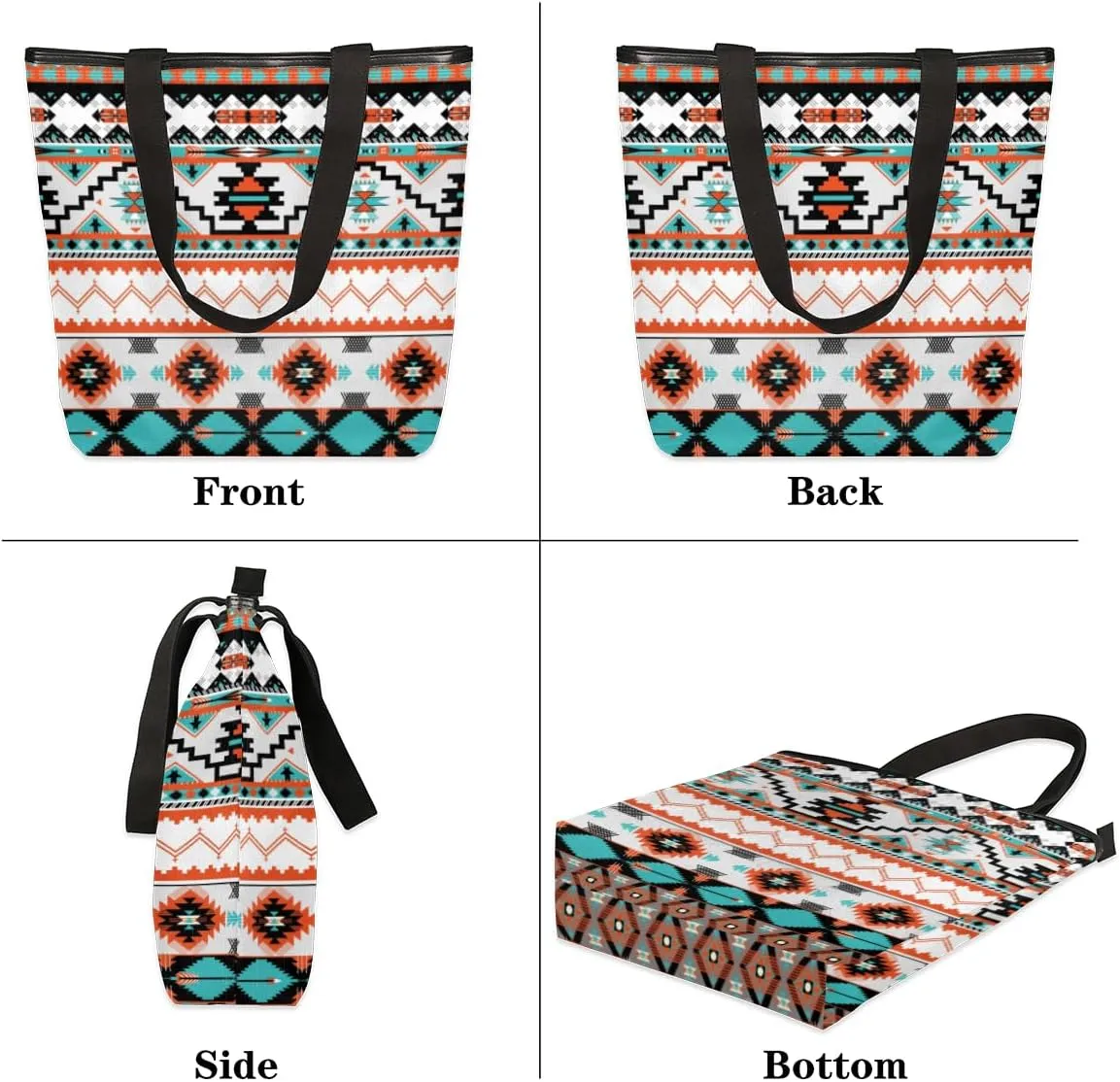 KOBLEN Canvas Tote Bag Reusable Grocery Bags Travel Storage Handbag with Zipper