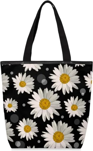 KOBLEN Canvas Tote Bag Reusable Grocery Bags Travel Storage Handbag with Zipper