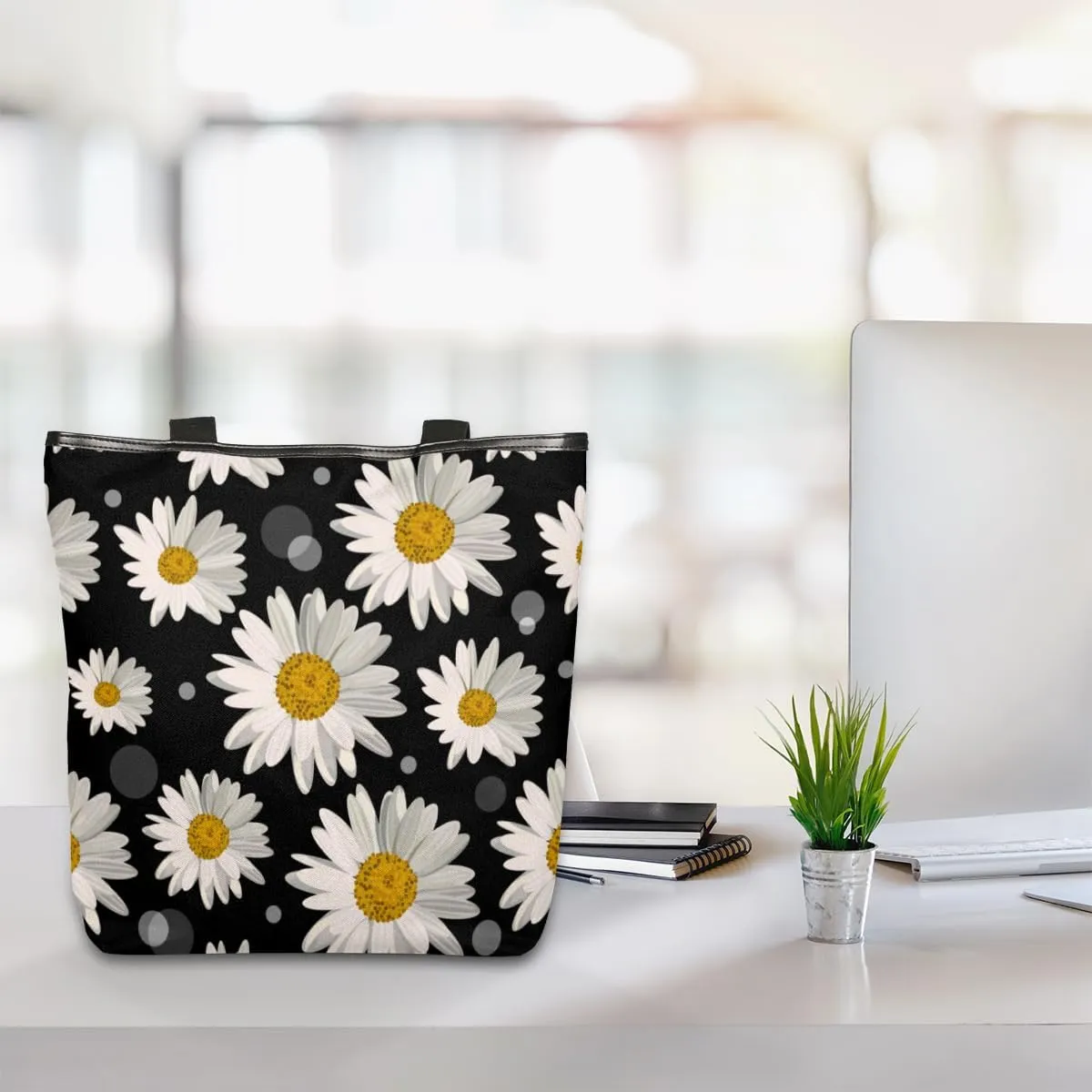 KOBLEN Canvas Tote Bag Reusable Grocery Bags Travel Storage Handbag with Zipper