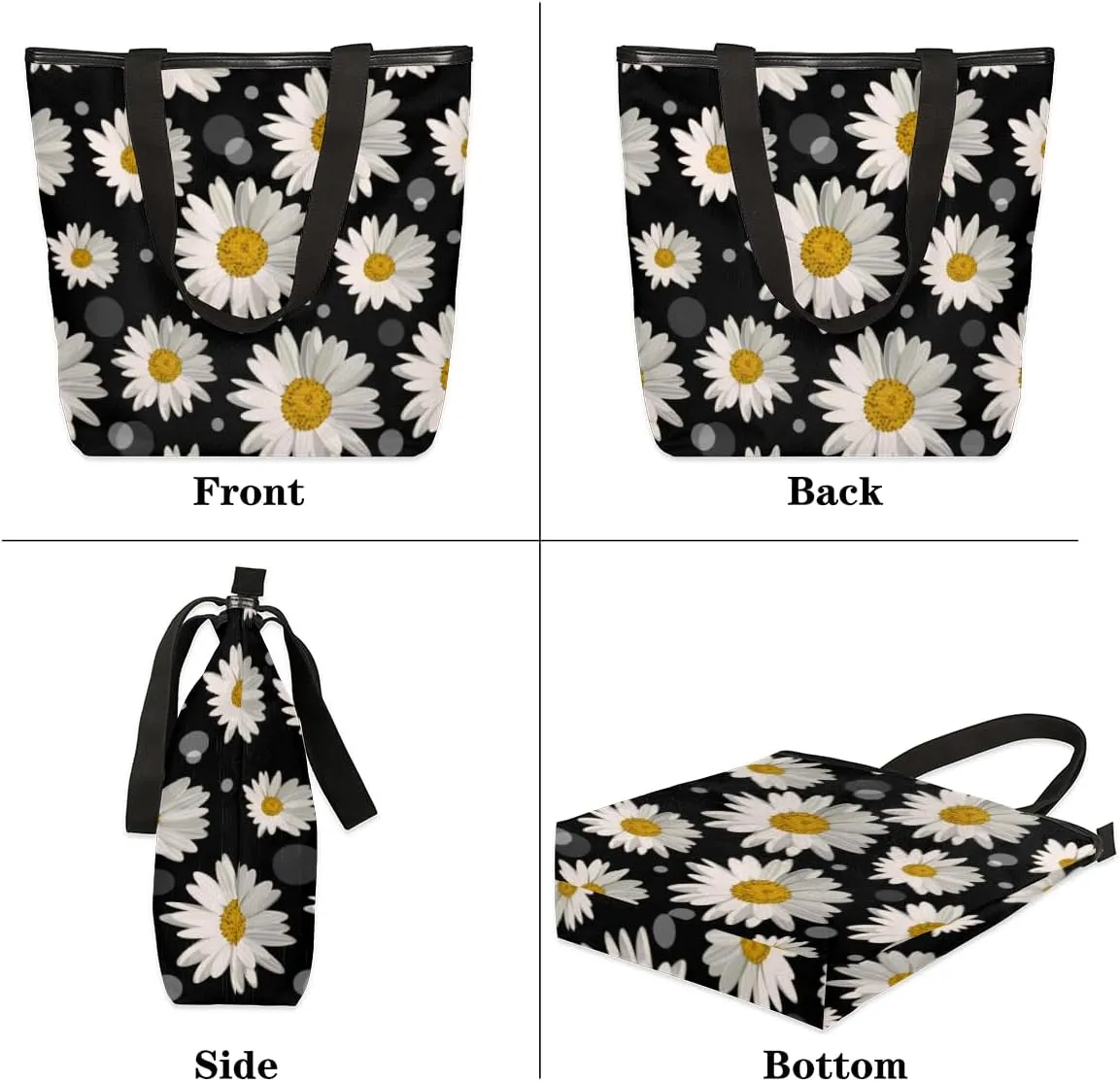 KOBLEN Canvas Tote Bag Reusable Grocery Bags Travel Storage Handbag with Zipper