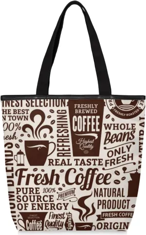 KOBLEN Canvas Tote Bag Reusable Grocery Bags Travel Storage Handbag with Zipper