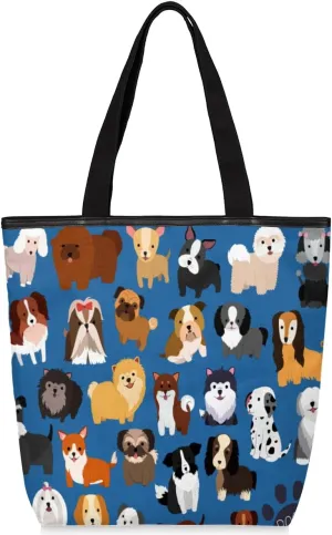KOBLEN Canvas Tote Bag Reusable Grocery Bags Travel Storage Handbag with Zipper