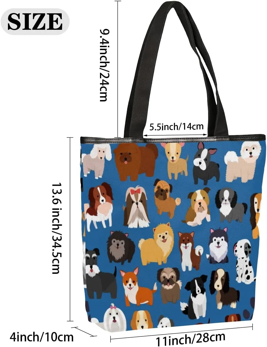 KOBLEN Canvas Tote Bag Reusable Grocery Bags Travel Storage Handbag with Zipper