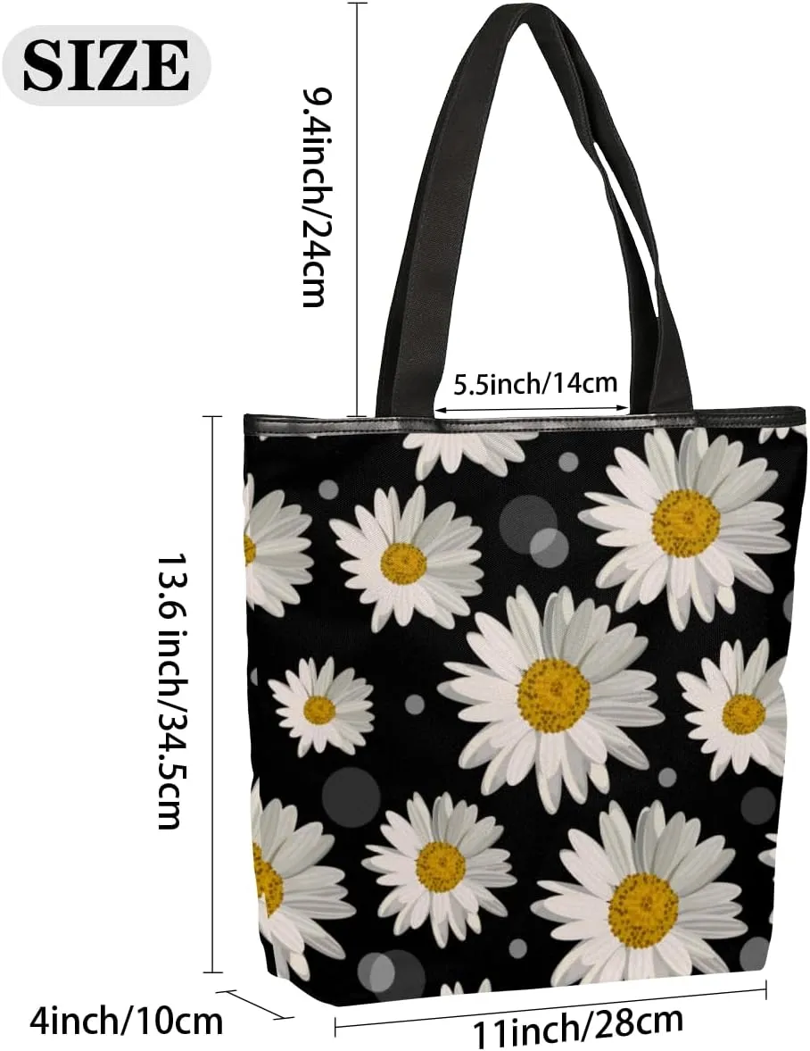 KOBLEN Canvas Tote Bag Reusable Grocery Bags Travel Storage Handbag with Zipper