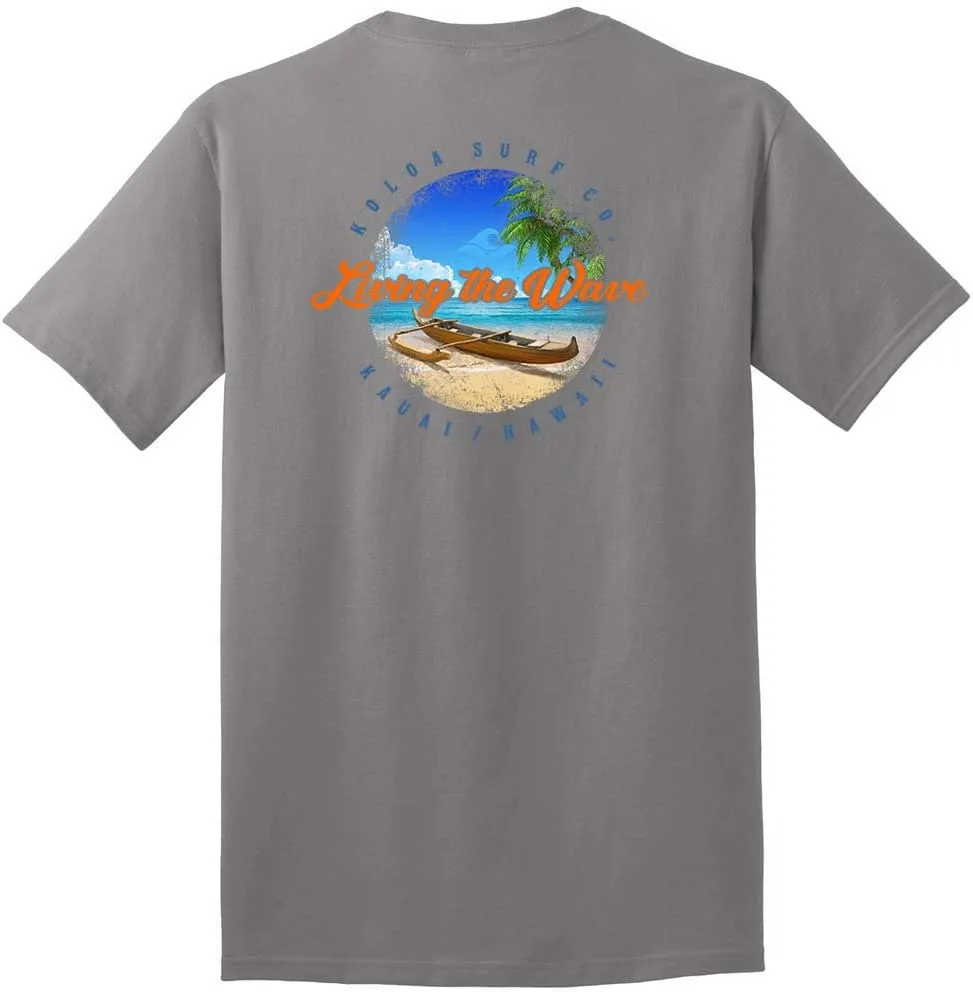 Koloa Surf Mens Outrigger Canoe Logo Heavy Cotton T-Shirt