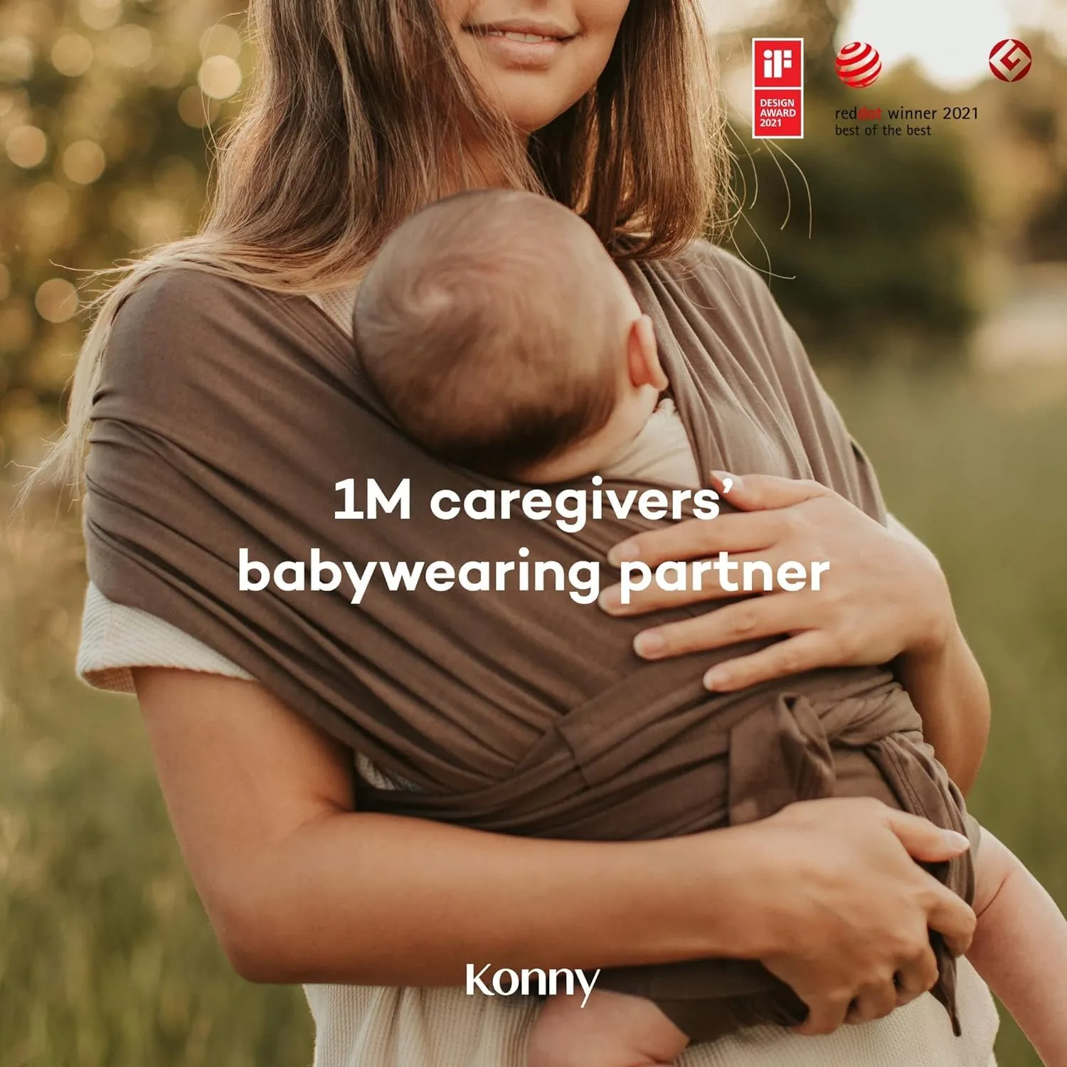 Konny Original Baby Carrier SoftBreeze Luxury Carrier Wrap, Easy to Wear Baby Wrap Carrier, Perfect Essentials Cloths for Newborn Babies up to 44 lbs, (Grey, S)