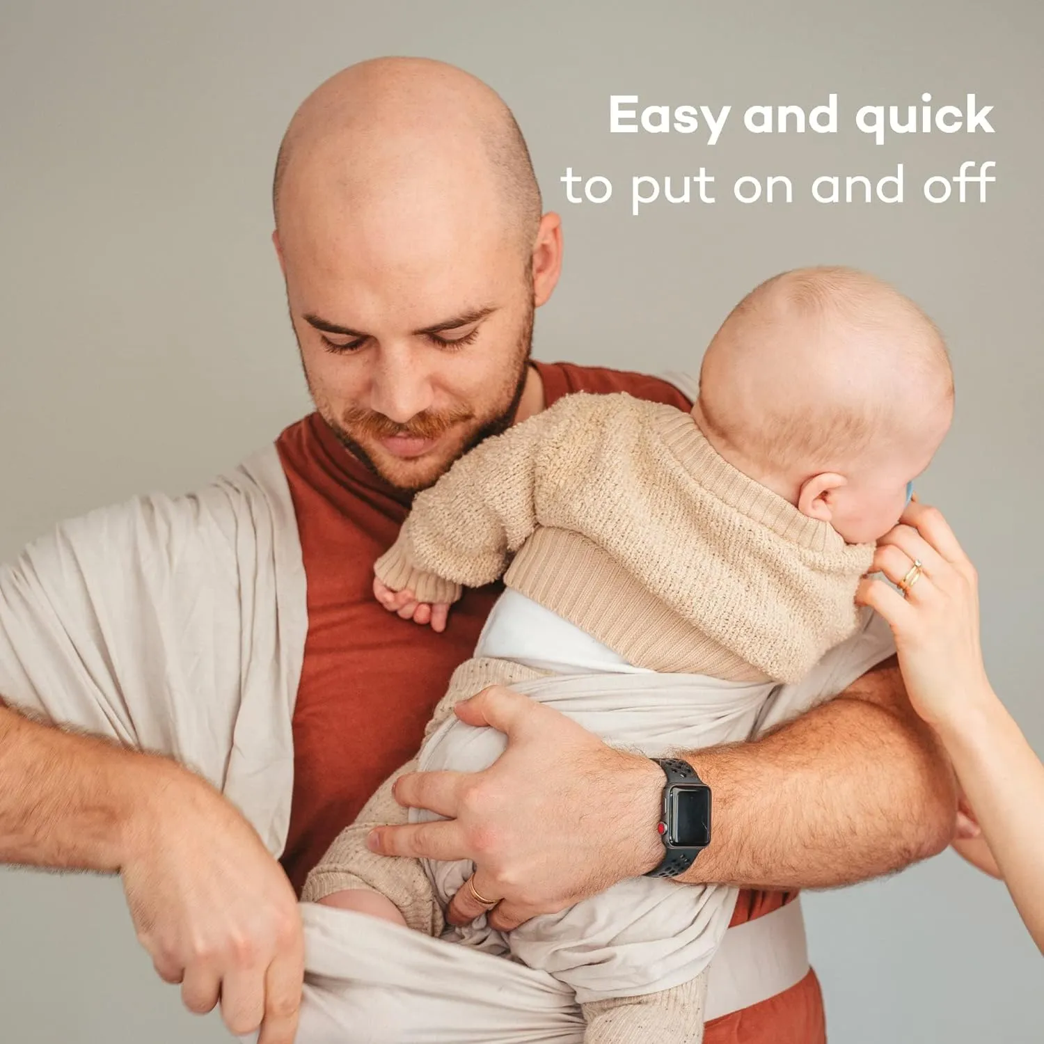 Konny Original Baby Carrier SoftBreeze Luxury Carrier Wrap, Easy to Wear Baby Wrap Carrier, Perfect Essentials Cloths for Newborn Babies up to 44 lbs, (Grey, S)