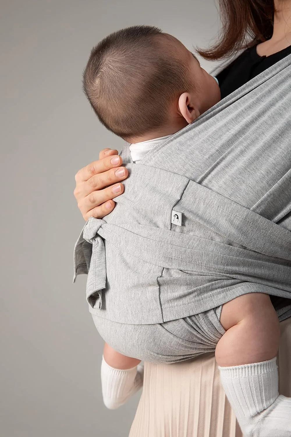 Konny Original Baby Carrier SoftBreeze Luxury Carrier Wrap, Easy to Wear Baby Wrap Carrier, Perfect Essentials Cloths for Newborn Babies up to 44 lbs, (Grey, S)