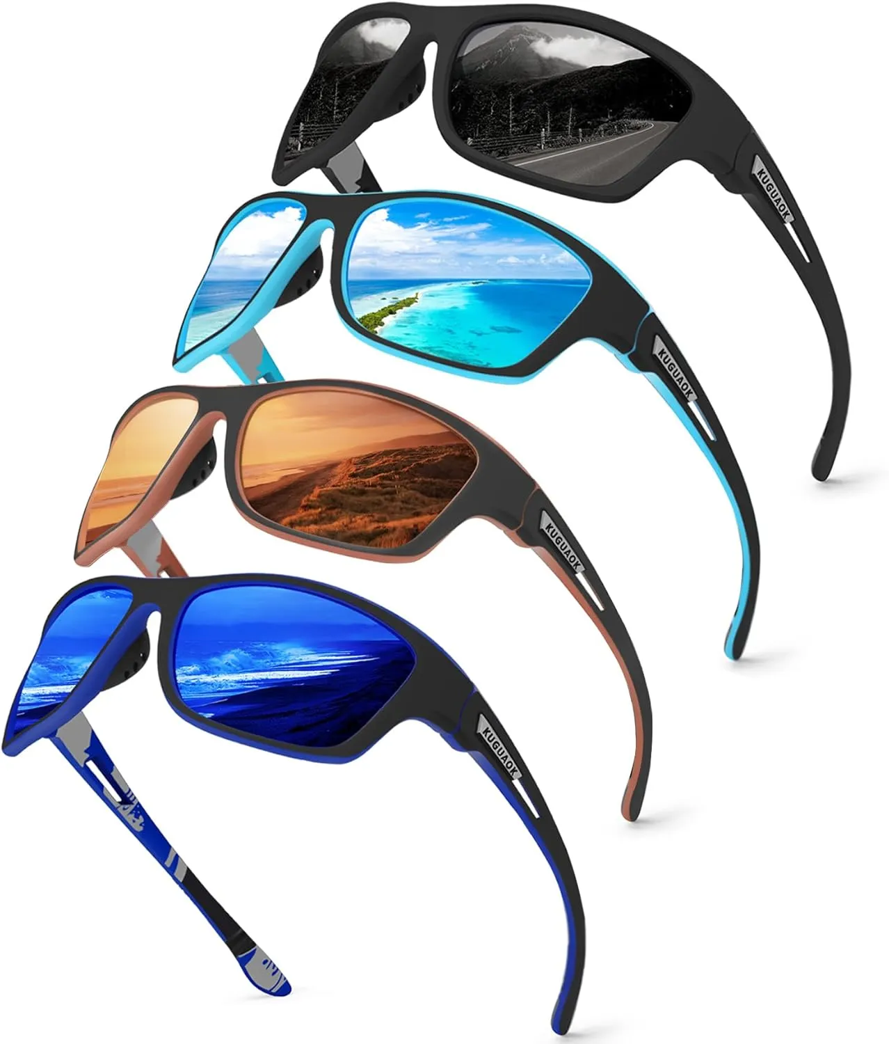 KUGUAOK Polarized Sports Sunglasses for Men Driving Cycling Fishing Sun Glasses 100% UV Protection Goggles
