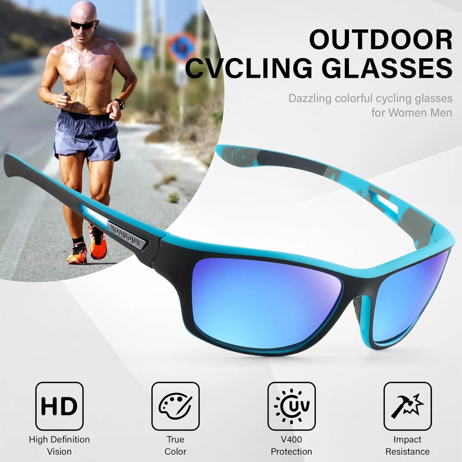 KUGUAOK Polarized Sports Sunglasses for Men Driving Cycling Fishing Sun Glasses 100% UV Protection Goggles