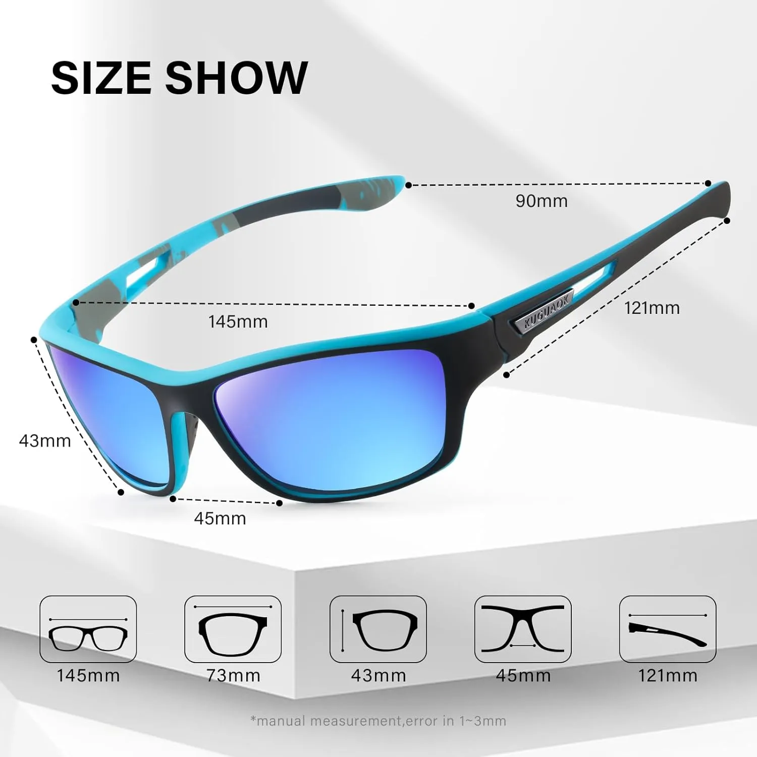 KUGUAOK Polarized Sports Sunglasses for Men Driving Cycling Fishing Sun Glasses 100% UV Protection Goggles