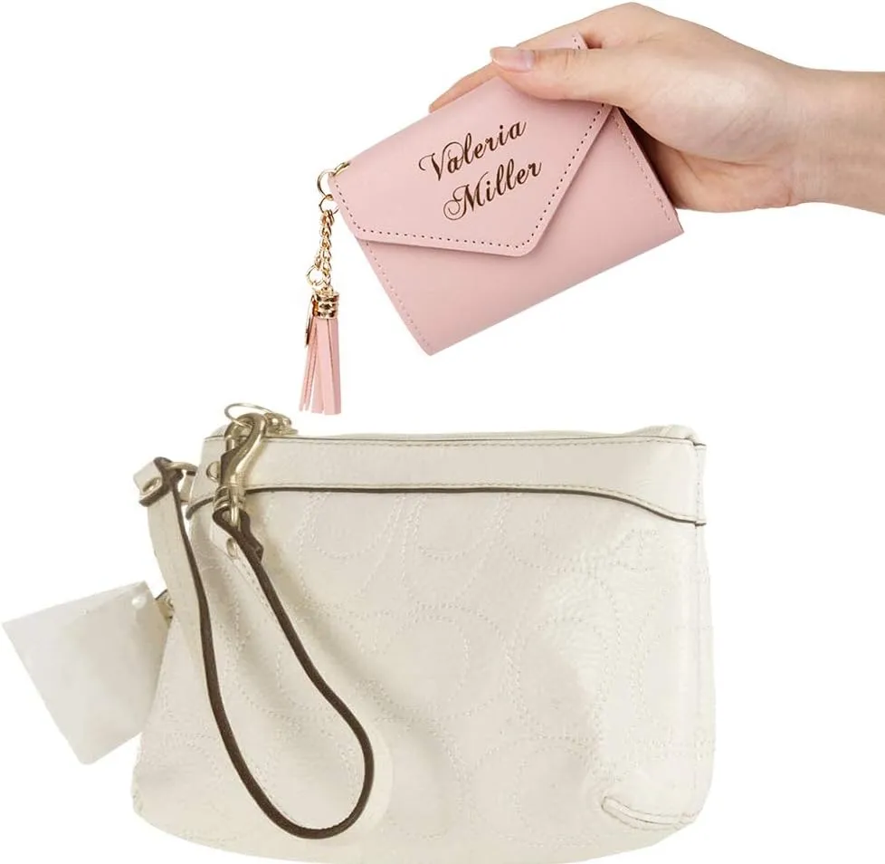 kullder Womens Custom Wallets Girls Ladies Persoanlized Small Leather Trifold Purse with ID Window at Birthday, Anniversary, Graduation