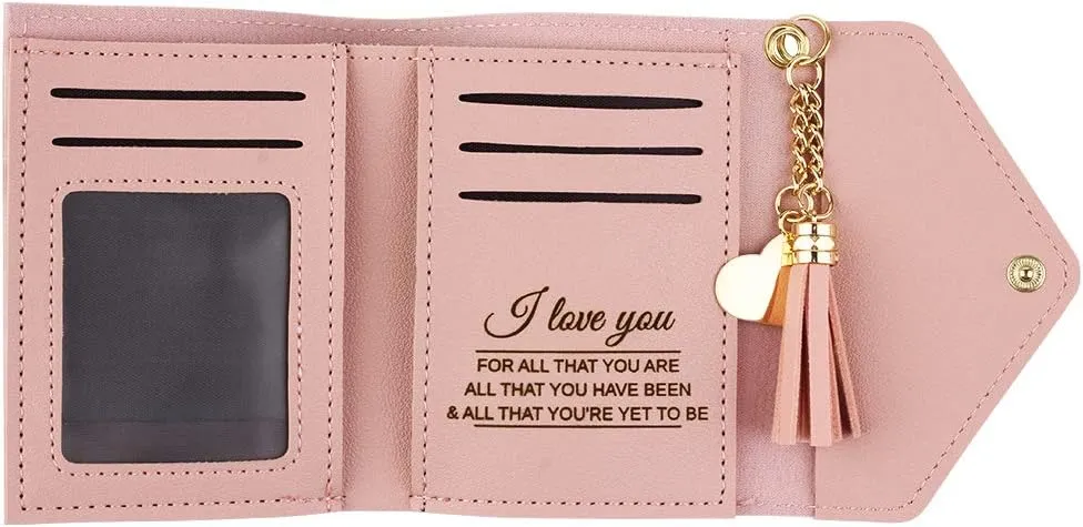 kullder Womens Custom Wallets Girls Ladies Persoanlized Small Leather Trifold Purse with ID Window at Birthday, Anniversary, Graduation