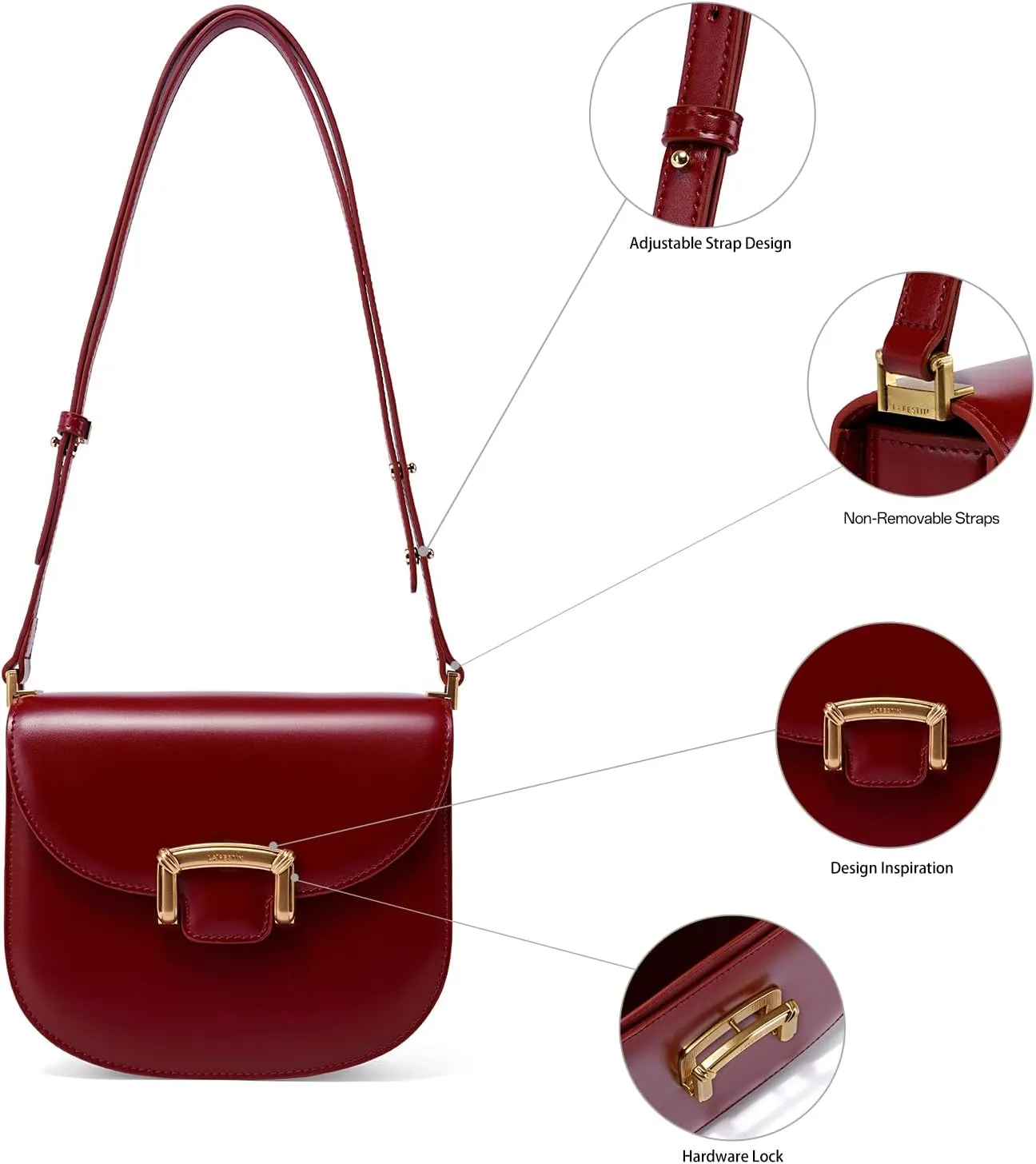 LAFESTIN Small Split Leather Crossbody Purses For Women with Adjustable Strap Shoulder Handbags with Credit Card Slot