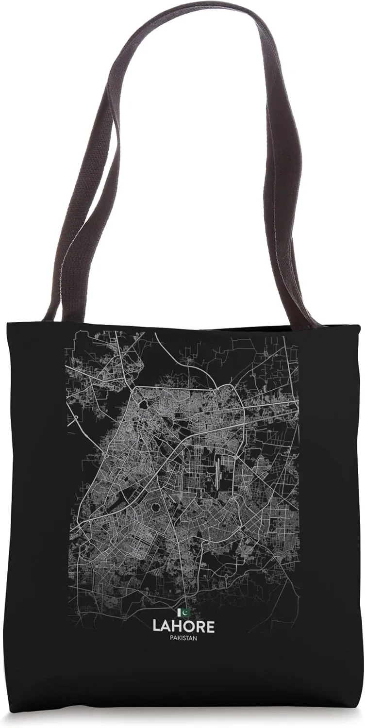 lahore pakistan City Travel souvenir Street Flag Map Tote Bag