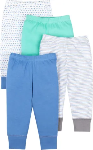 Lamaze Baby Boys' Super Combed Natural Cotton Pull on Jogger Pants, 4 Pack