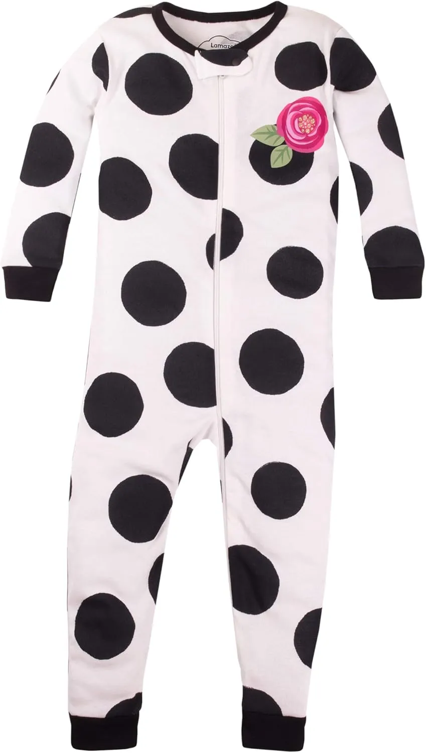 Lamaze Girls' Super Combed Natural Cotton Footless Stretchie One Piece Sleepwear, Baby and Toddler, Zipper, 1 Pack