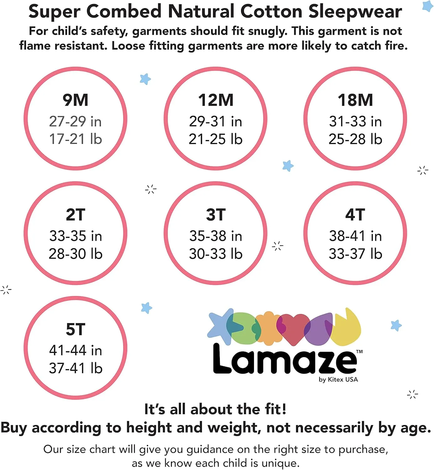 Lamaze Girls' Super Combed Natural Cotton Footless Stretchie One Piece Sleepwear, Baby and Toddler, Zipper, 1 Pack