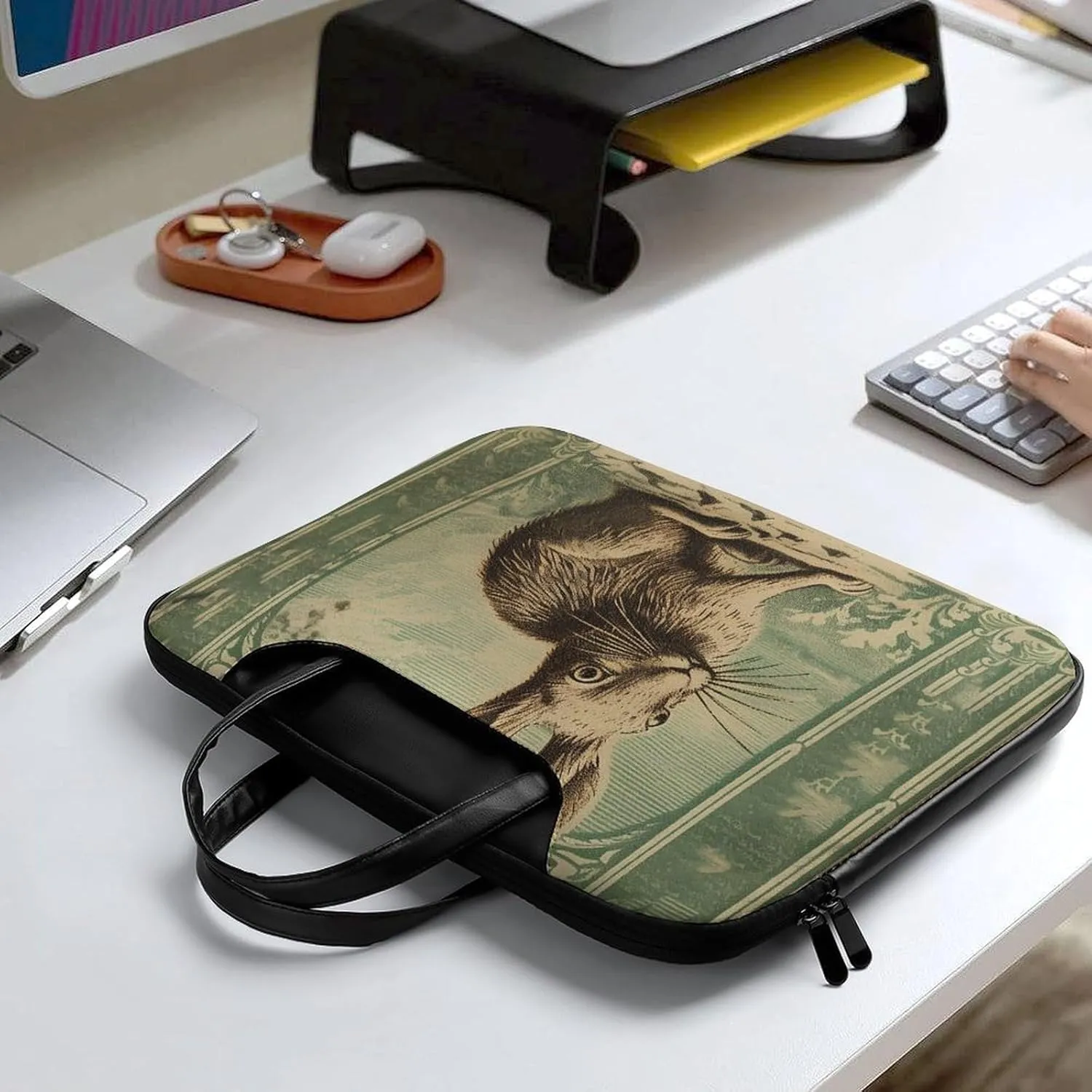 Laptop Bag Premium Laptop Case Briefcase Hand Painted Flower Computer Tote Bag Portable Messenger Bag for Men