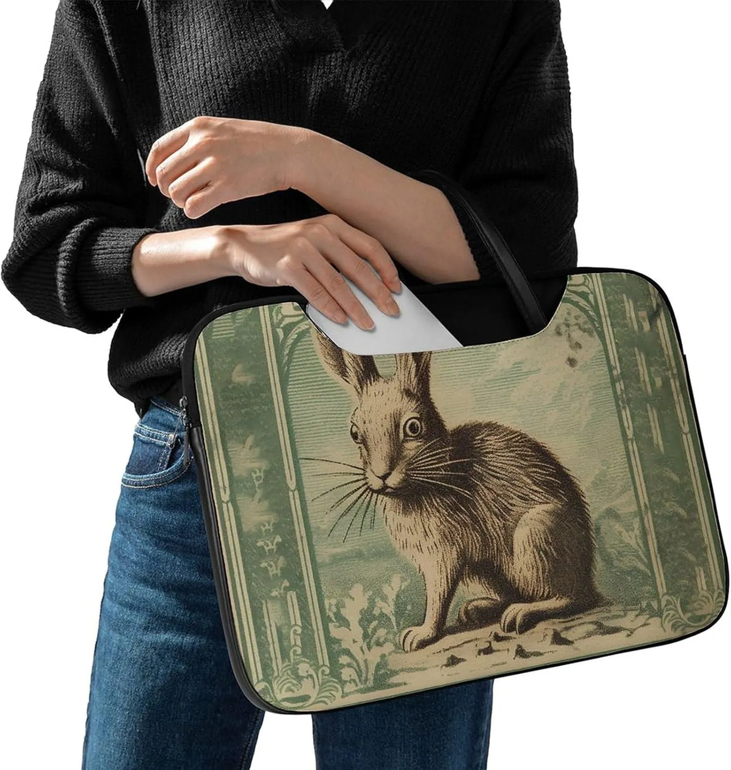 Laptop Bag Premium Laptop Case Briefcase Hand Painted Flower Computer Tote Bag Portable Messenger Bag for Men