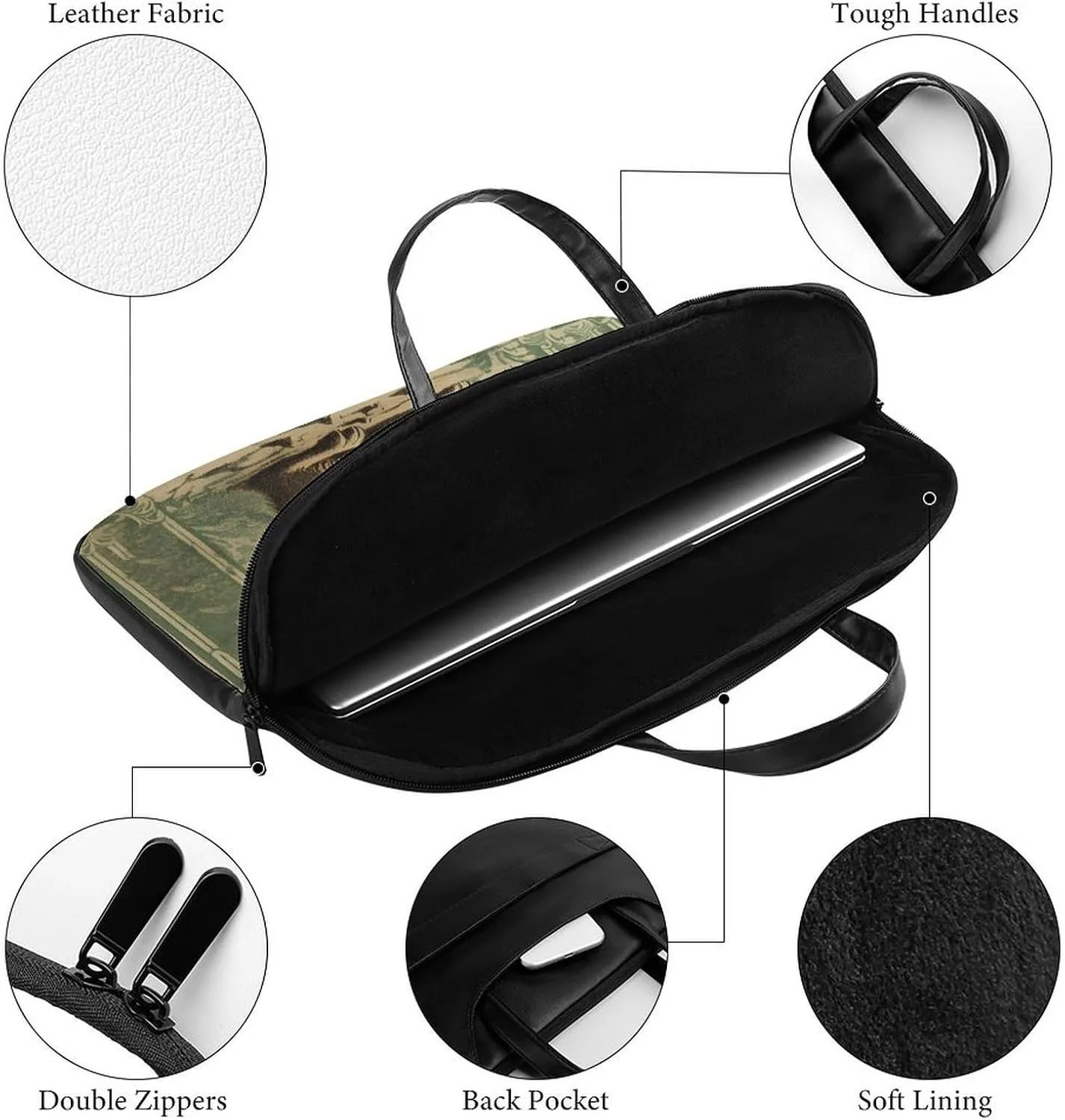 Laptop Bag Premium Laptop Case Briefcase Hand Painted Flower Computer Tote Bag Portable Messenger Bag for Men