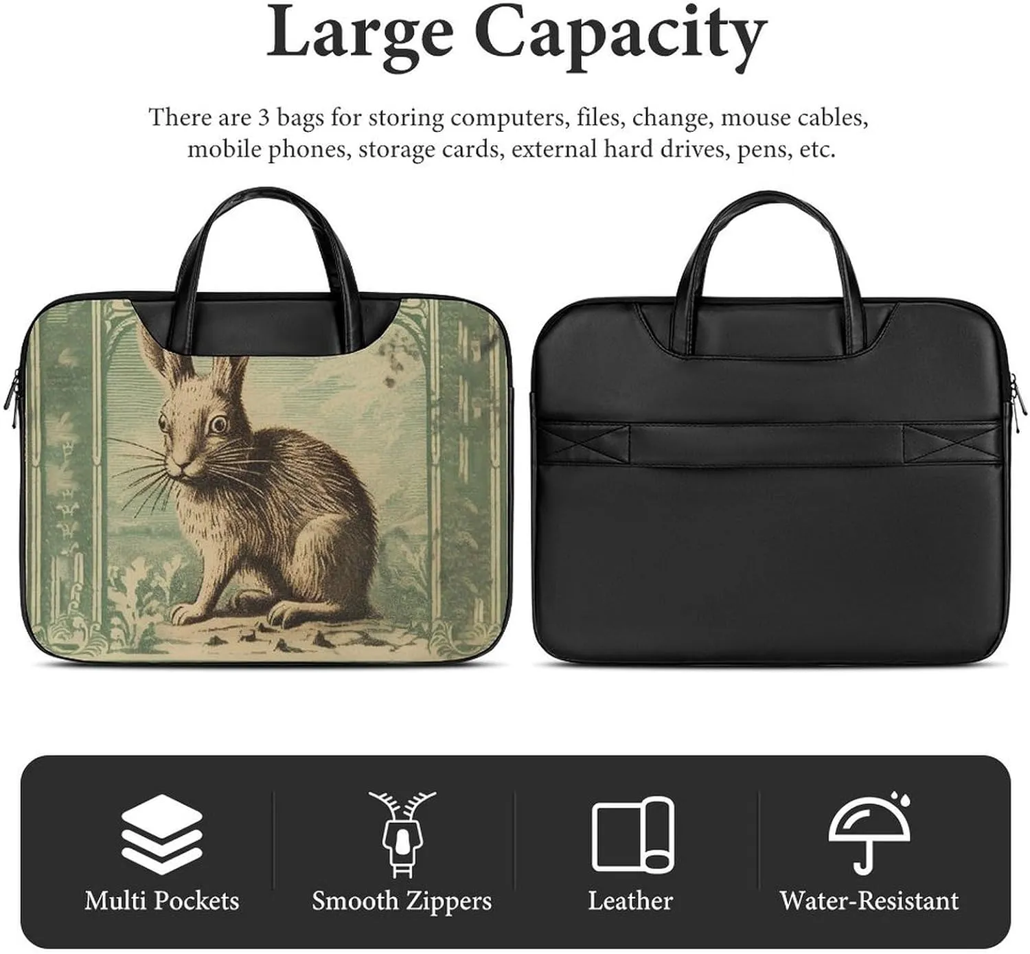 Laptop Bag Premium Laptop Case Briefcase Hand Painted Flower Computer Tote Bag Portable Messenger Bag for Men