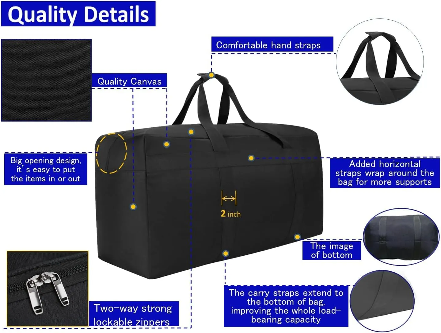 Large Canvas Duffle Bag Collapsible Duffle Bag for Women Travel Overnight Camping Heavy Items Storage and More (Canvas 100L)