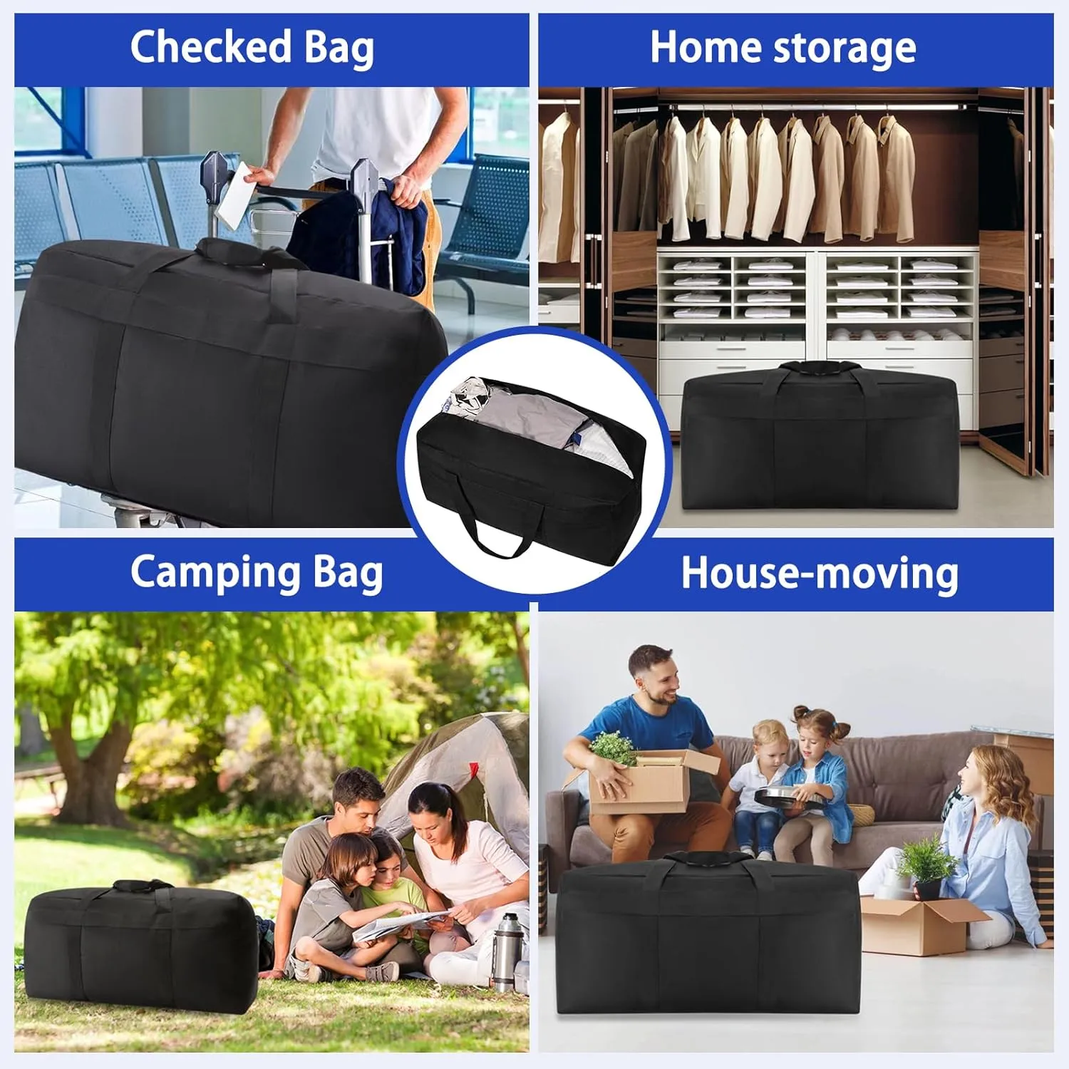 Large Canvas Duffle Bag Collapsible Duffle Bag for Women Travel Overnight Camping Heavy Items Storage and More (Canvas 100L)