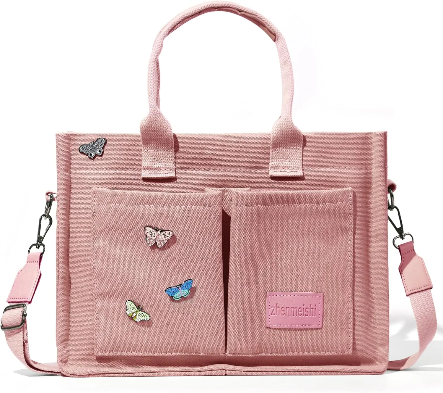 Large Canvas Tote Bag for Women with Pockets, Crossbody Shoulder Handbag Work Bags for Travel and Everyday Use
