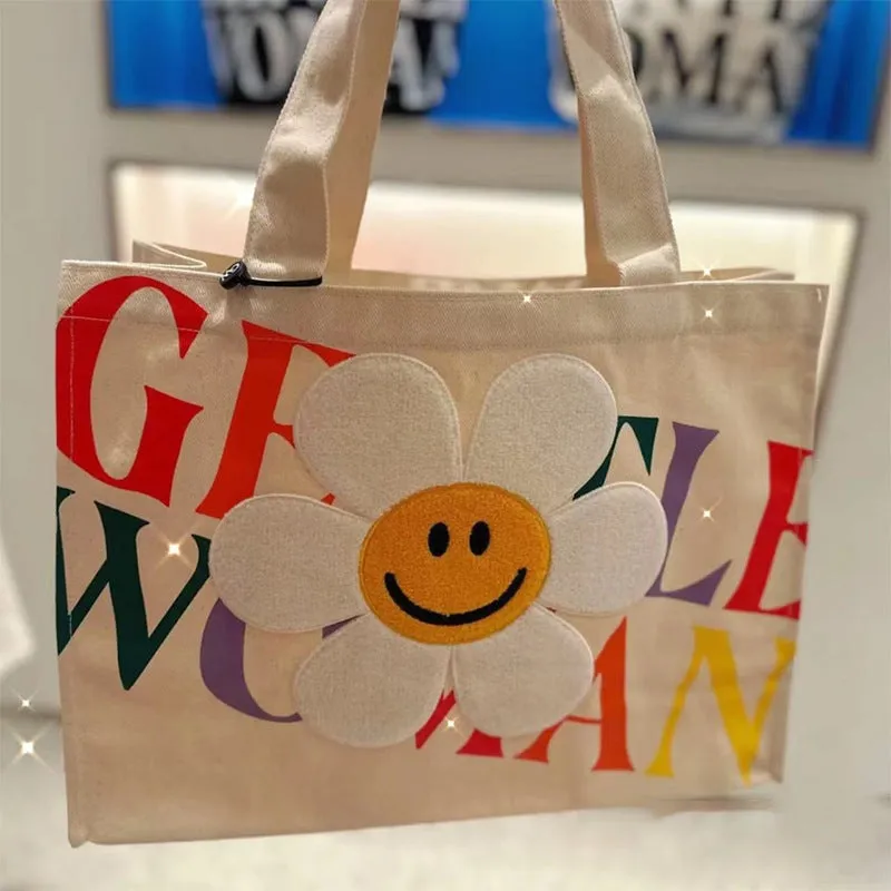 Large Capacity Canvas Fashion Rainbow Letter Travel Bags