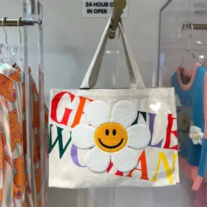 Large Capacity Canvas Fashion Rainbow Letter Travel Bags