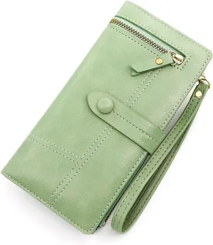 Large Capacity Multi-card Coin Purse Buckle Zipper Long Purse for Women(Gray)