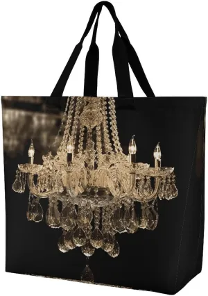 Large Capacity One-shoulder Shopping Bag for Women,Crystal Chandelier Print Large Capacity Shopping Bag,cloth Handbag