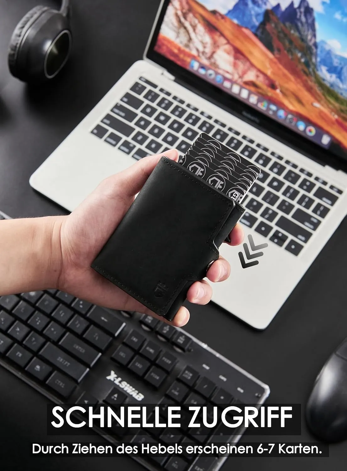 Large Capacity Wallet - Black, Nylon, Leather, Aluminum, Pop-Up, Spacious, ID Window, Photo Slot, Scratch Resistant, Lightweight, Secret Compartment, Card Holder