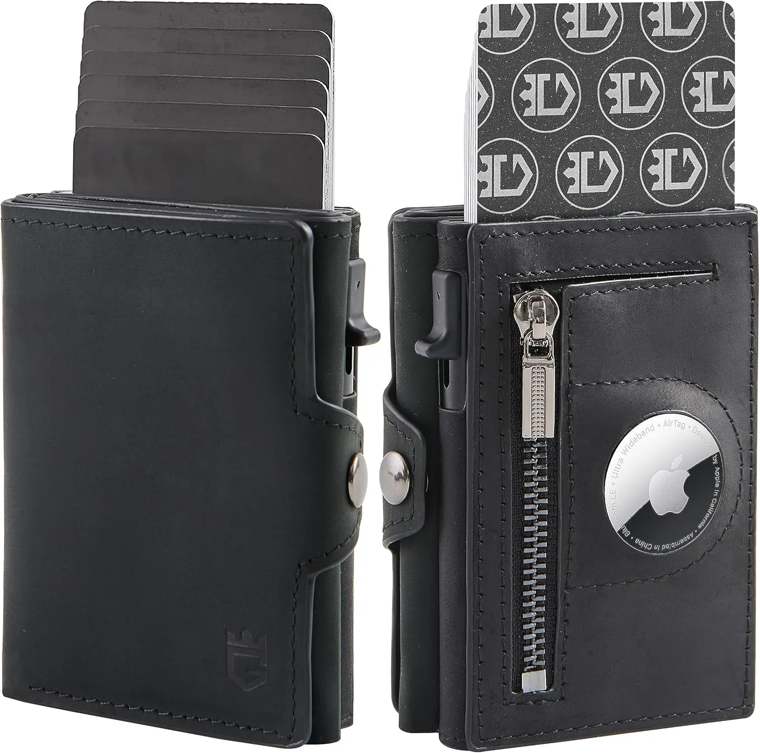 Large Capacity Wallet - Black, Nylon, Leather, Aluminum, Pop-Up, Spacious, ID Window, Photo Slot, Scratch Resistant, Lightweight, Secret Compartment, Card Holder