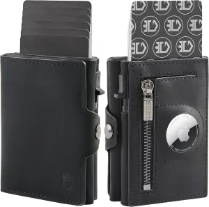 Large Capacity Wallet - Black, Nylon, Leather, Aluminum, Pop-Up, Spacious, ID Window, Photo Slot, Scratch Resistant, Lightweight, Secret Compartment, Card Holder