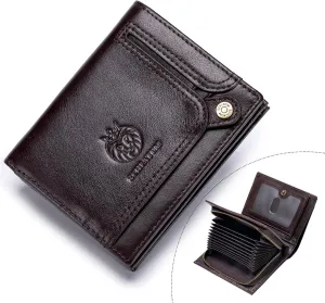 Large Capacity Wallets for Men Genuine Leather RFID Blocking Accordion Credit Card Wallet with 21 Card Slots, Coffee