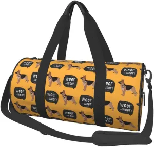 Large Duffle Bag for Travel - German Shepherd Woof Gym Bag for Women Men, Foldable Travel Bags for Women Men with Zippered Multiple Pockets
