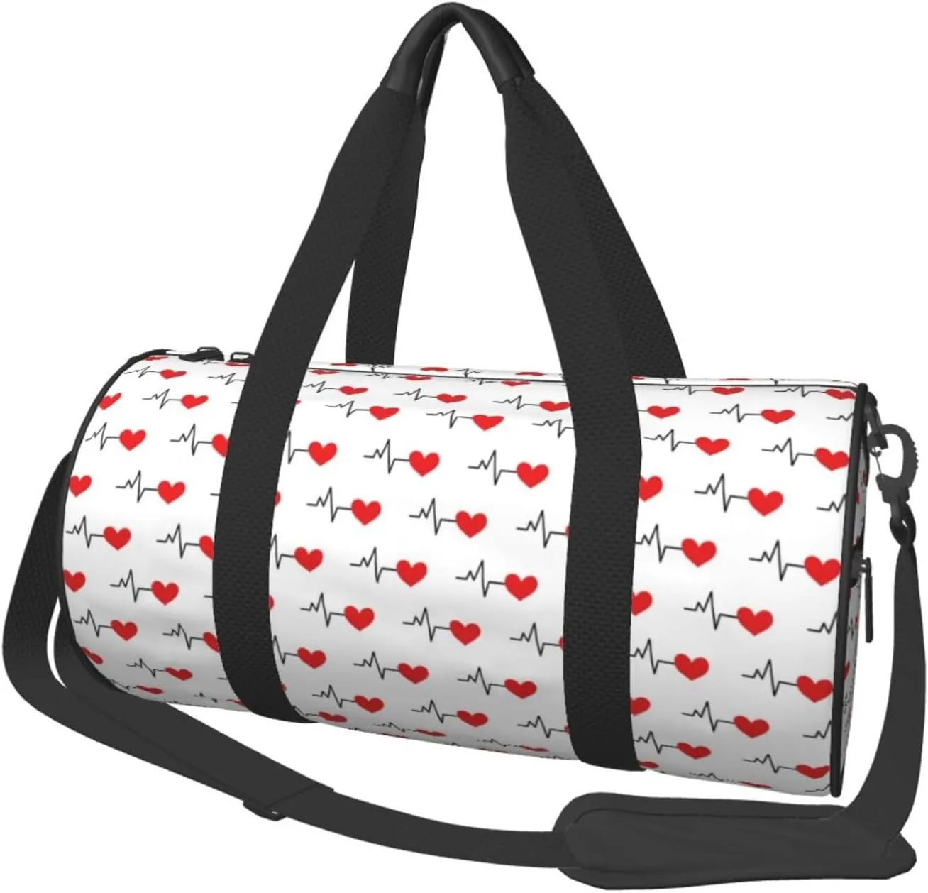 Large Duffle Bag for Travel - Heartbeat Symbol Gym Bag for Women Men, Foldable Travel Bags for Women Men with Zippered Multiple Pockets