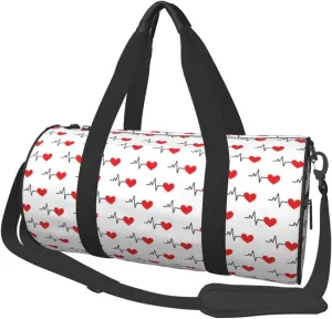 Large Duffle Bag for Travel - Heartbeat Symbol Gym Bag for Women Men, Foldable Travel Bags for Women Men with Zippered Multiple Pockets