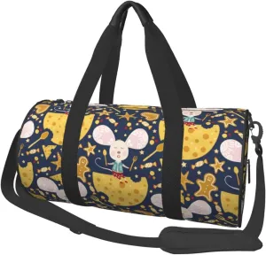 Large Duffle Bag for Travel - Mouse Cheese Gym Bag for Women Men, Foldable Travel Bags for Women Men with Zippered Multiple Pockets