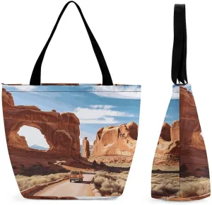 Large Grocery Bags Beach Tote Arches National Park Entrance Shopping Bag for Women Shoulder Bag for Travel Work Handbag